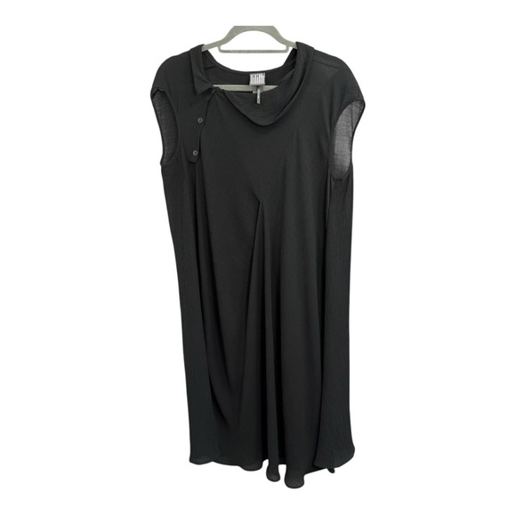 Lilith Paris Black Asymmetrical Gauzy Semi Sheer Oversized Midi Dress Medium - Picture 1 of 6